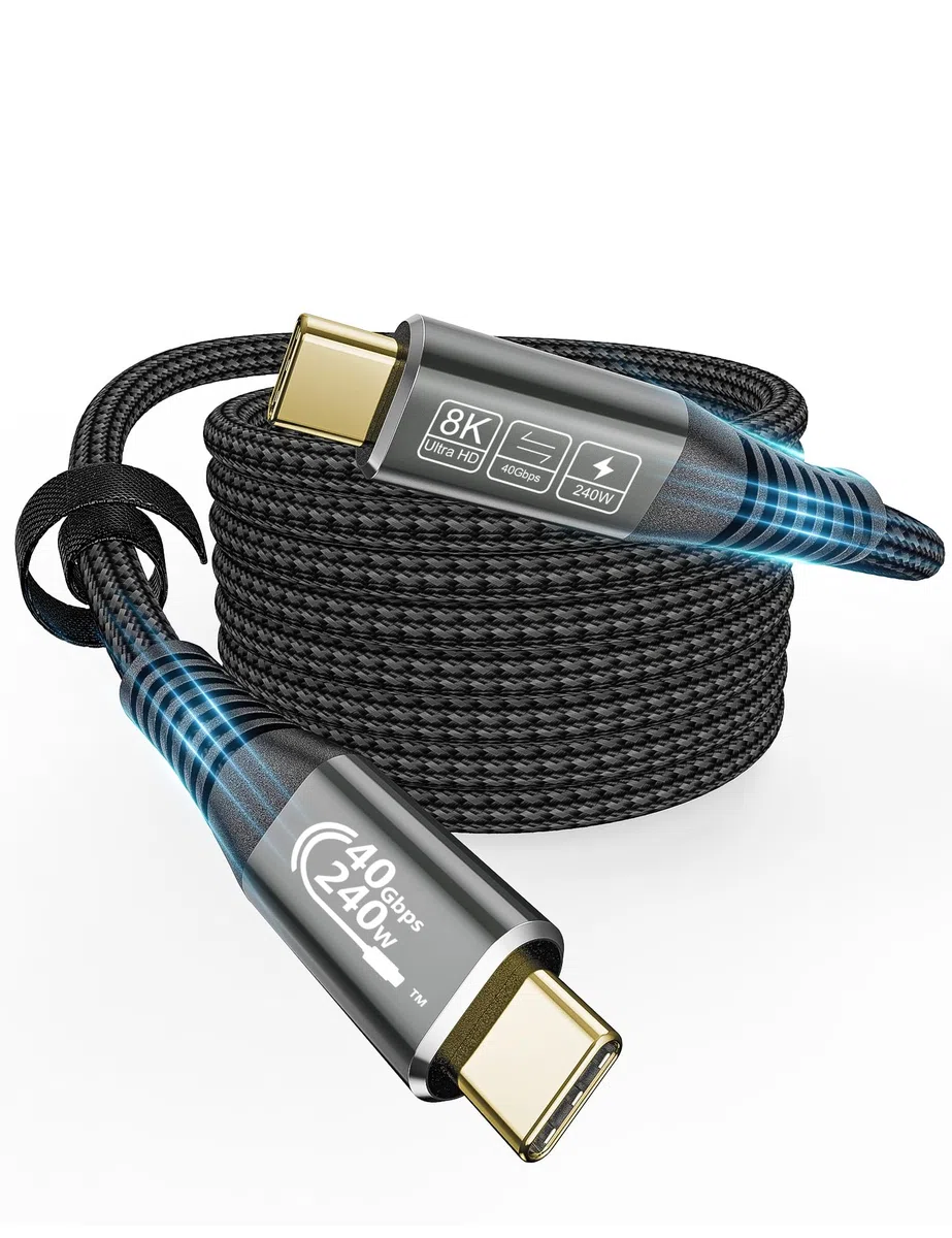 CAKOBLE Câble USB4 3M Transfert de données 40 Gbps，240W câble usb c charge rapide compatible câble thunderbolt 4 câble thunderbolt 3，cable usb c 4.0 Vidéo 8K@60Hz pour Macbook, iPad Pro, i-phone 16