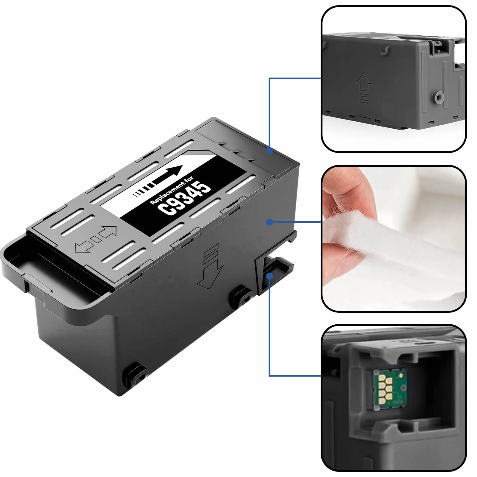 C12C934591 Boîte d'entretien pour encre Compatible EcoTank ET-5800 ET-5850 ET-5880 ET-16600 ET-16650 ET-16680 L15150 L15160 L15158 L15168 WorkForce WF-7820 WF-7830 WF-7840 (2 pack)