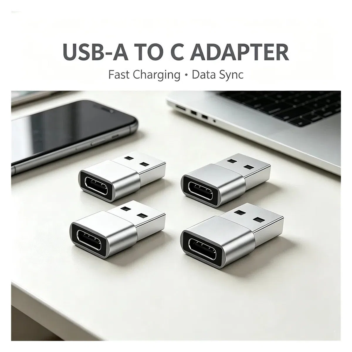Lot de 6 adaptateurs USB vers USB C femelle vers USB mâle type C vers USB A (argenté)