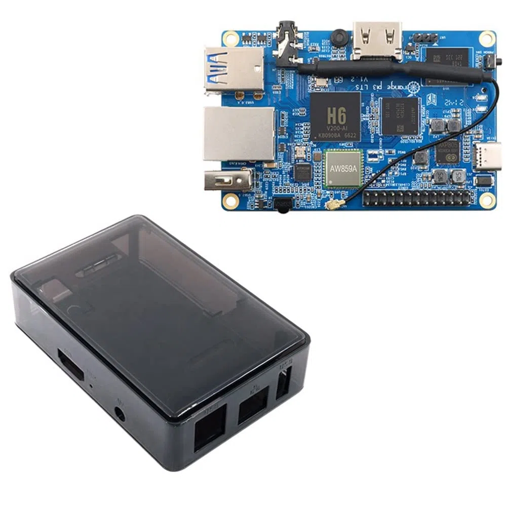 Orange Pi3 EMMC Development Board Allwinner H6 Chip Carte de développement intégrée 2G + 8G avec boîte de protection transparente