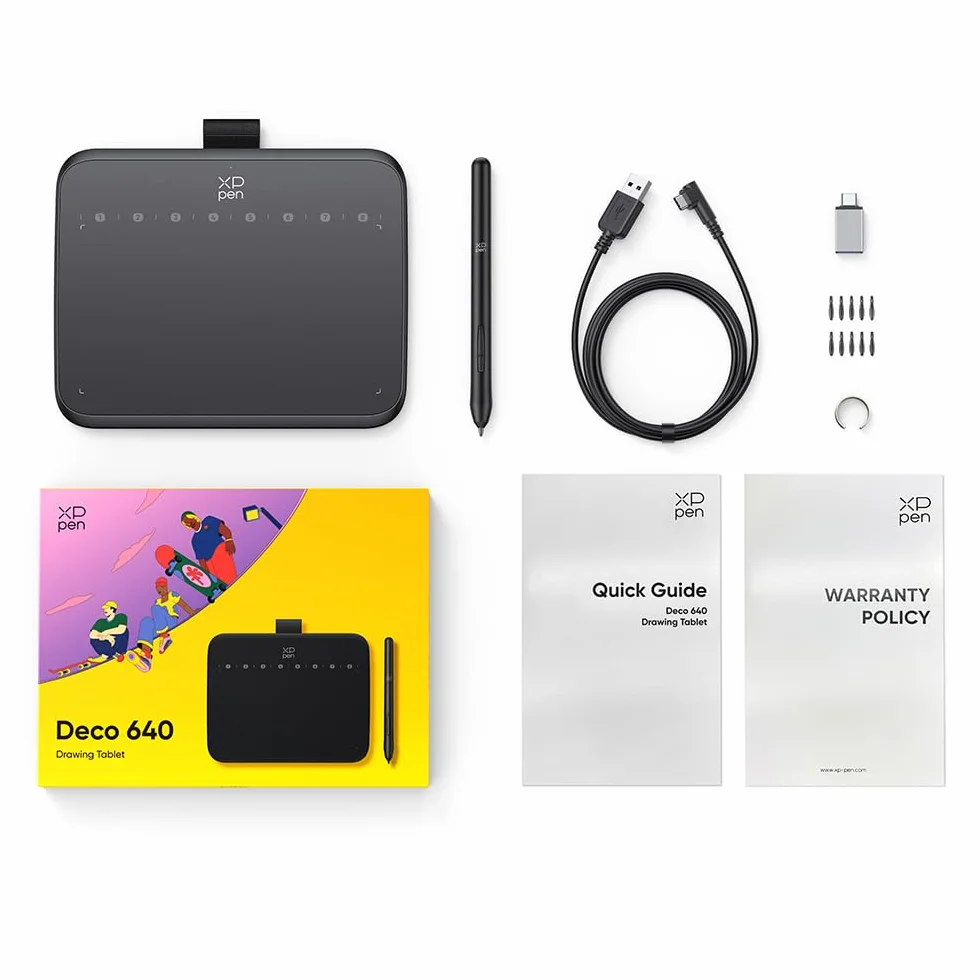 XPPen Deco 640 Tablette Graphique 16K Niveaux de Pression 6x4 Pouces
