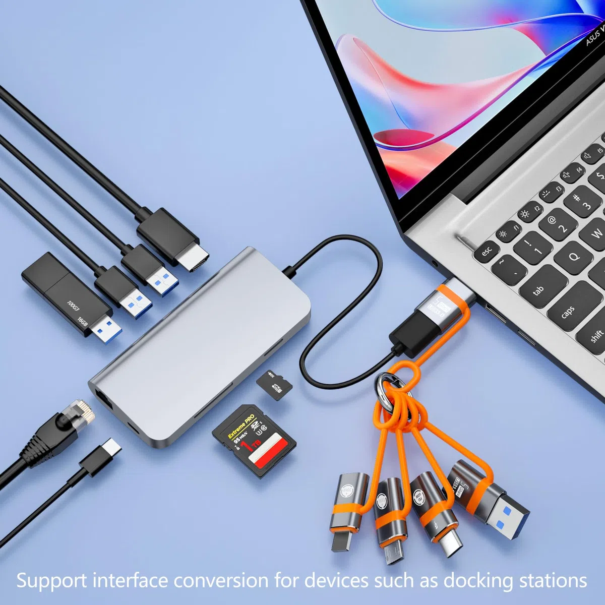 Adaptateur USB vers USB-C, adaptateur USB-C vers USB, convertisseur USB-C vers micro, adaptateur IP vers Type-C et adaptateur Type-C vers IP (5 pièces au total), prenant en charge la charge rapide OTG