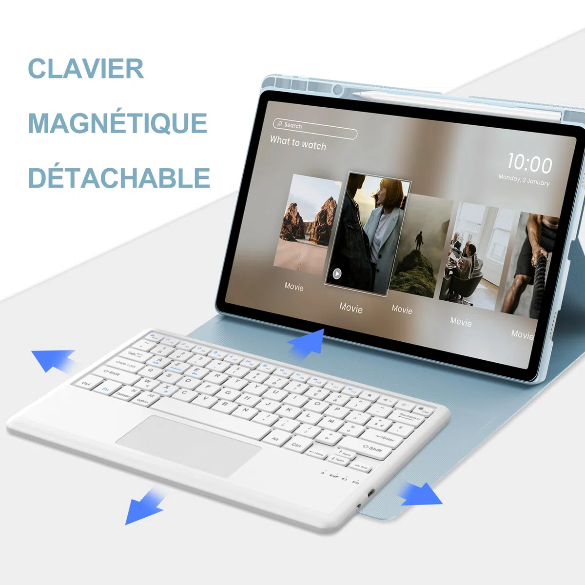 JADEMALL Clavier avec Touchpad pour Lenovo Idea Tab Pro 12.7" 2025