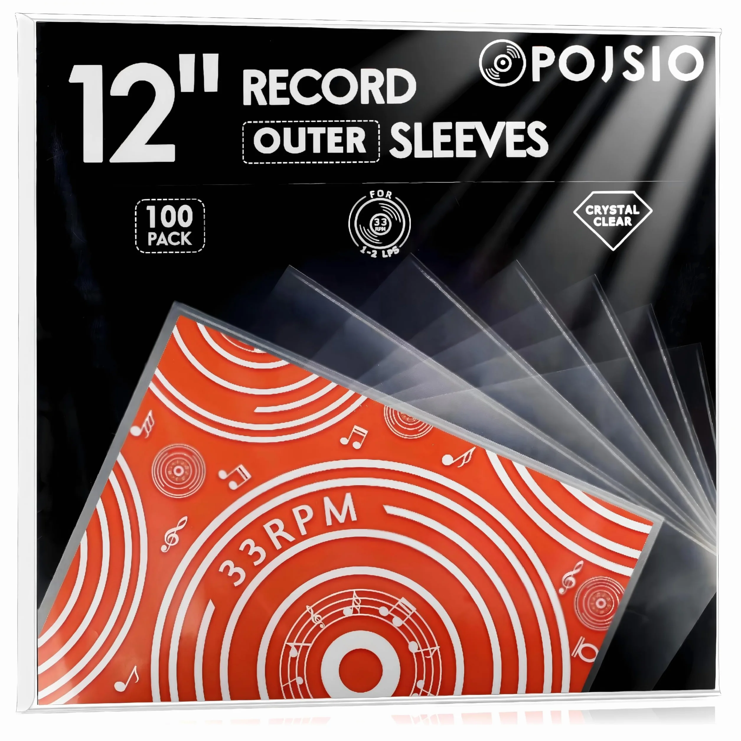 Pochette Vinyle 33 Tours Extérieur 12 Pouces 100 pièces Transparent Polypropylène Protection LP