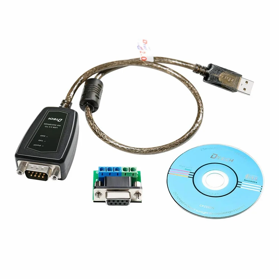 DTech Adaptateur USB vers RS485 RS422 Interface série CP2102 LED Noyau ferrite 0,5 m Windows Mac