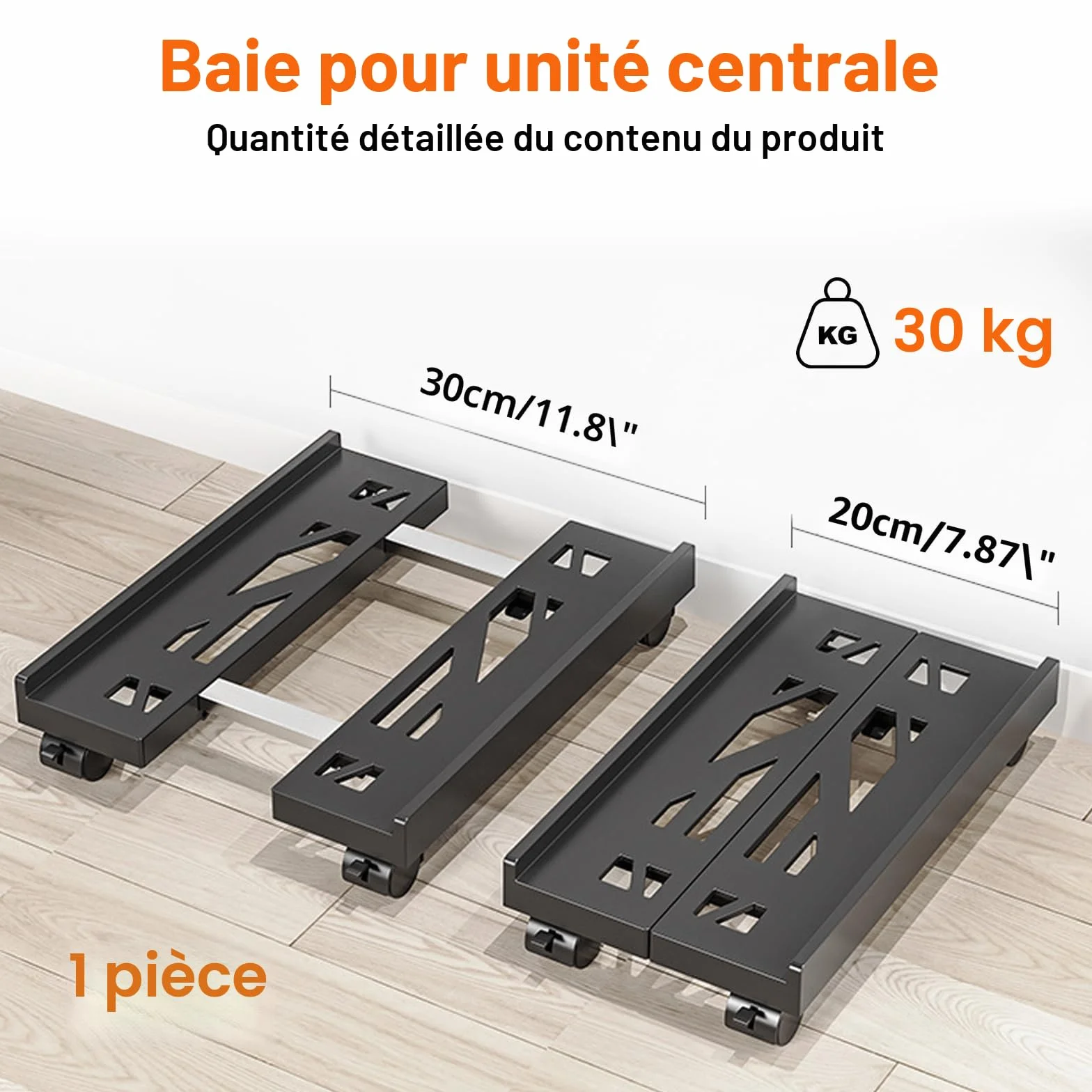 SPORWAY Support d'Unité Centrale Mobile Chariot PC Roues Verrouillables Antidérapantes Taille Réglable Noir