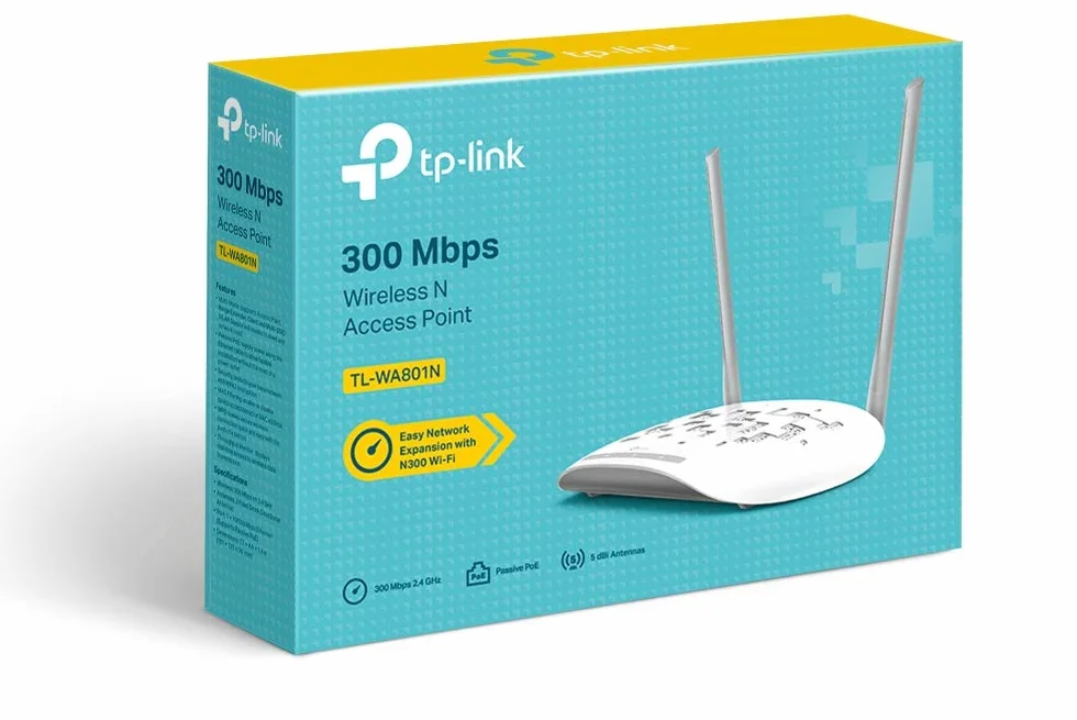 TP-Link Point d'accès WLAN TL-WA801N 300 Mbit/s 2,4 GHz Ethernet WPS Deux antennes Blanc