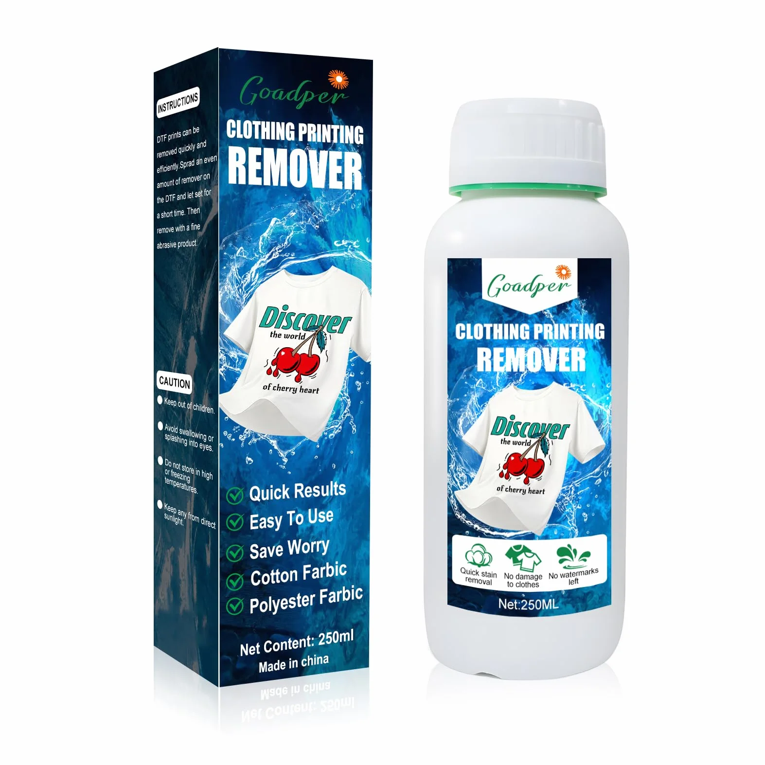 Kit de Nettoyage DTF 250ML avec DTF Remover pour Textil Compatible Film Transfert Encre