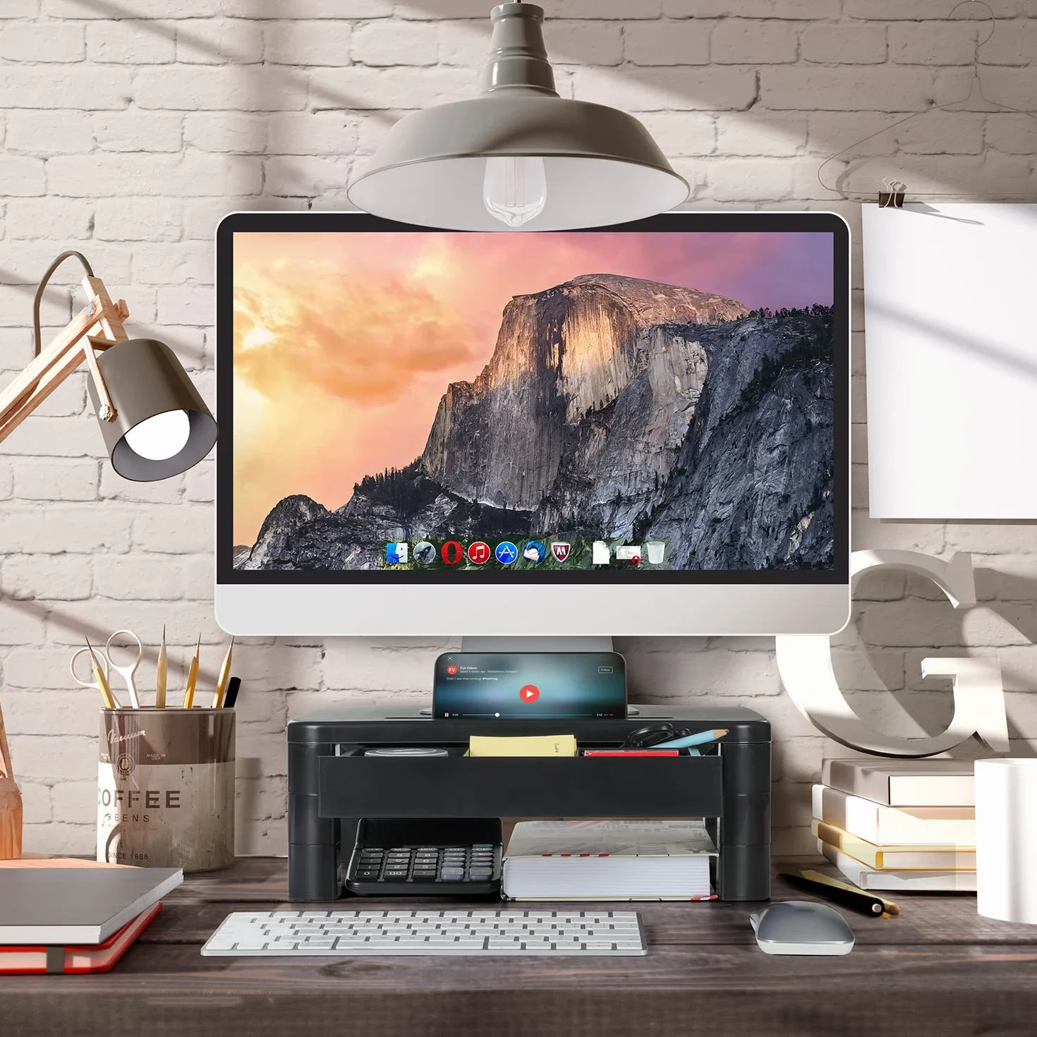LORYERGO Support de Moniteur 3 Hauteurs Réglables Rehausseur Ecran 20KG Plastique