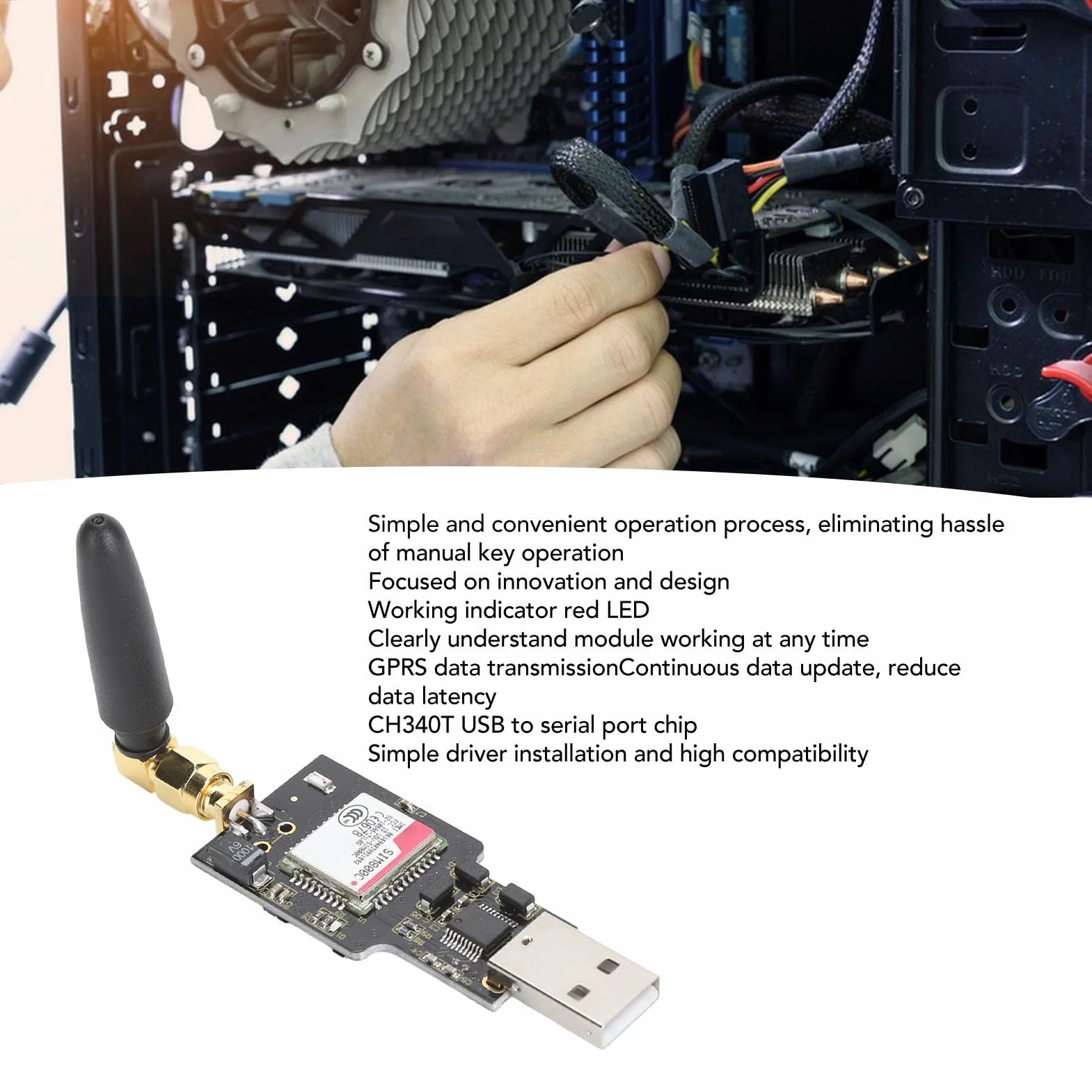 Module SIM800C USB GSM GPRS Modem Communication sans Fil 850 900 1800 1900 MHz SMS Vocale Bluetooth