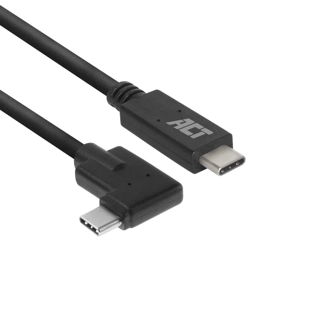 ACT Câble USB C à angle droit 1m, câble à 90 degrés USB 3.0, câble USB C PD 60W charge rapide, vitesse de données 5 Gbps - AC7406