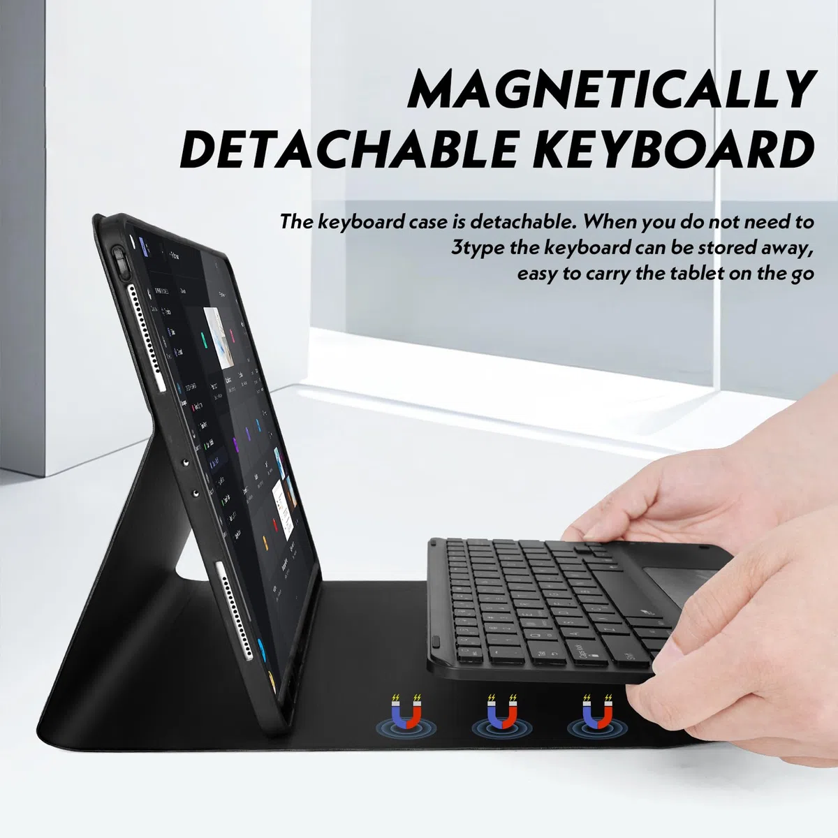 Étui Clavier Touchpad pour iPad Mini 6e génération 2021, AZERTY Français Clavier Bluetooth Rétroéclairé Détachable avec Étui Touchpad pour iPad Mini 6
