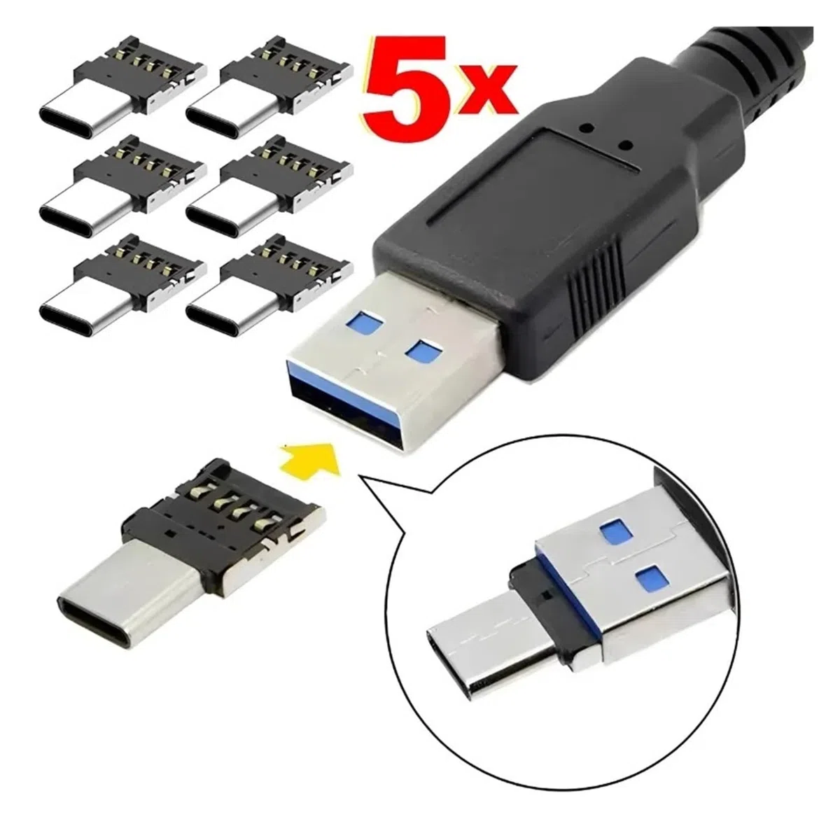 Lot de 3 adaptateurs OTG type C vers USB 2.0 mâle vers femelle pour MacBook