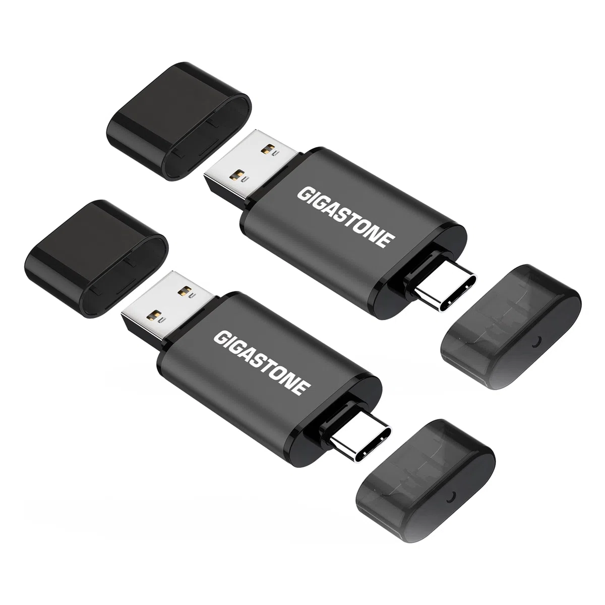 GIGASTONE 128Go Clé USB Double Flash (Lot de 2) Z40 USB 3.2 Gen 1, 2-en-1 Type-A & Type-C, 100Mo/s Ultra Rapide, Plug & Play pour Smartphone/PC/Mac/TV/Voiture, USB 2.0/3.0/3.1 Compatible