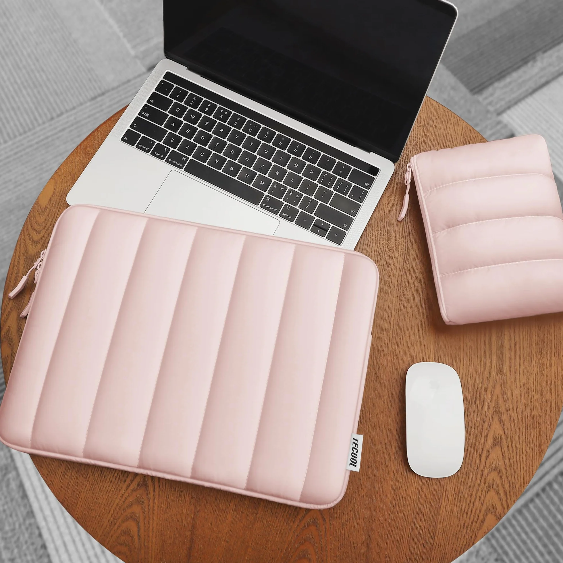 TECOOL Puffy Housse 13-13,3 Pouces pour MacBook Air 13 M5 M4 M3 M2 M1 2026-2018, MacBook Pro 13/14 M4 M3 M2 M1 2025-2016, Pochette Ordinateur PC Portable Rose