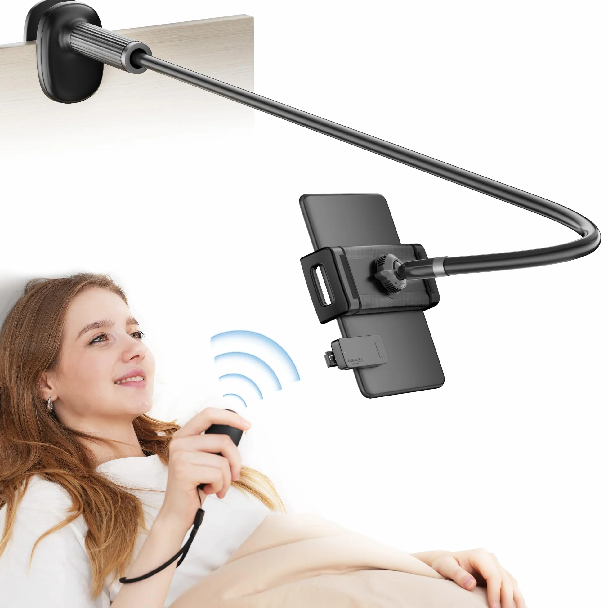 VOLTIFYMAX Support pour Tablet avec Tourne-Page Kindle pour Lecture au Lit, Bras Flexible Réglable pour Accessoires Kindle/Tablettes/iPhone 4.7''-11'', Idéal pour Lecteurs Numériques