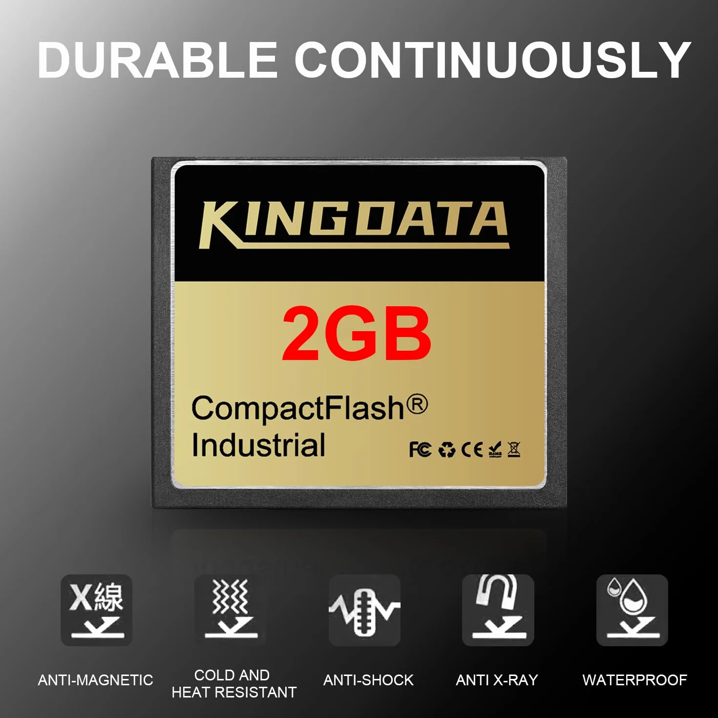 Carte mémoire Compact Flash Industrielle FAT16 Type I 2Go pour équipements industriels et appareils photo numériques anciens